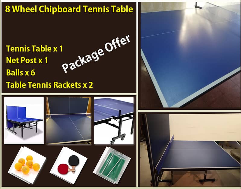 TABLE TENNIS TABLE 8WHEELS BUTTERFLY STYLE COMPLET EQUIPMENT 5