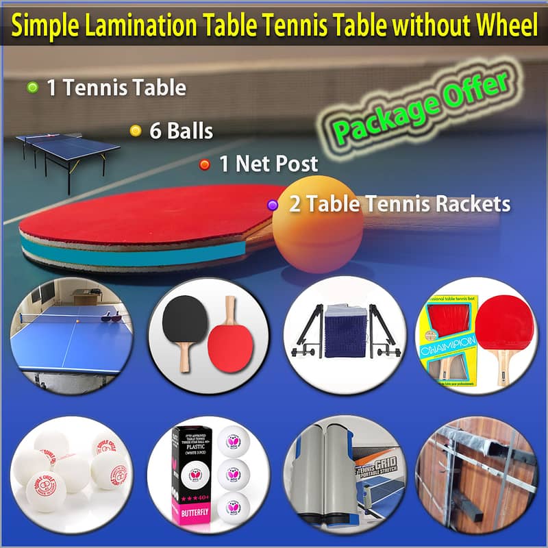 TABLE TENNIS TABLE 8WHEELS BUTTERFLY STYLE COMPLET EQUIPMENT 6