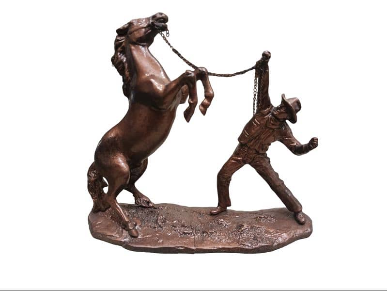 Copper Luxury Sculptures, Silver Antique Horse Sculptures, Home Decor. 1