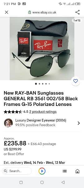RAY-BAN Sunglasses RB 3561 002/58 G-15 Polarized 100% ORIGINAL 1