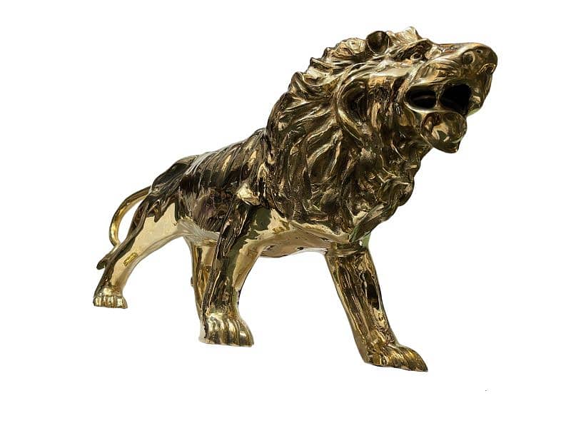 Brass Luxurious Lion Sculpture, Pure Brass Lion, Home and Office Decor 0