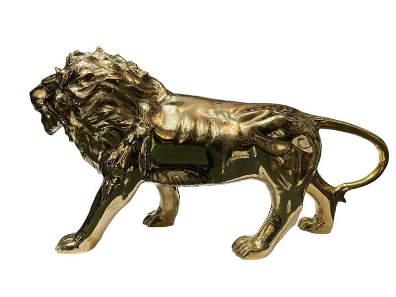 Brass Luxurious Lion Sculpture, Pure Brass Lion, Home and Office Decor 4