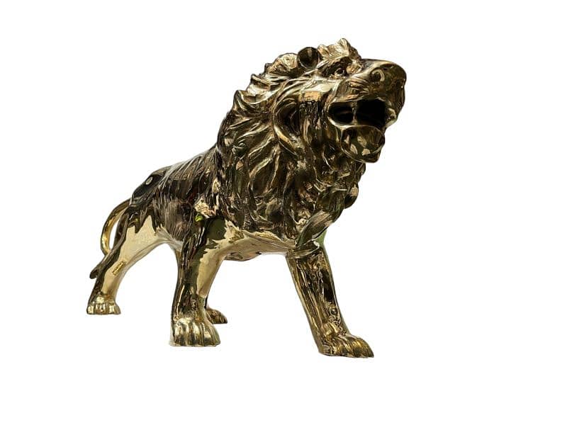 Brass Luxurious Lion Sculpture, Pure Brass Lion, Home and Office Decor 6