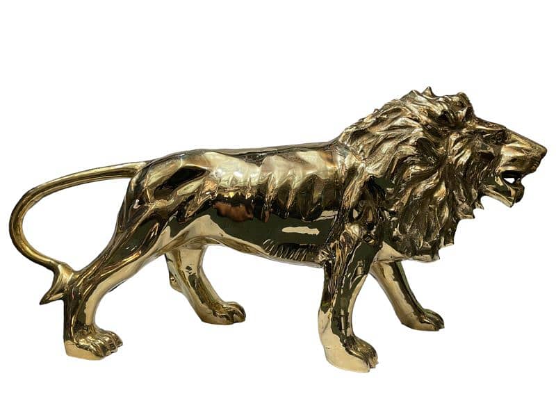 Brass Luxurious Lion Sculpture, Pure Brass Lion, Home and Office Decor 14