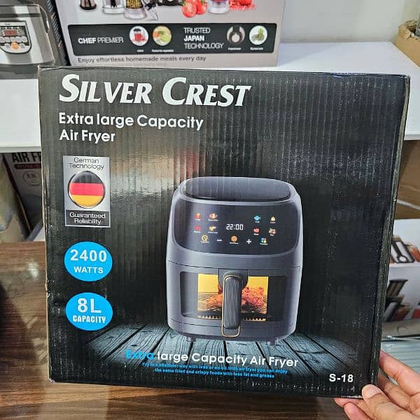 NEW SILVER CREST 8 LITER LARGE AIR FRYER LCD TOUCH DISPLAY AIRFRYER 9