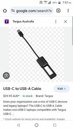 targus USB A to type C female adapter for docking station 0