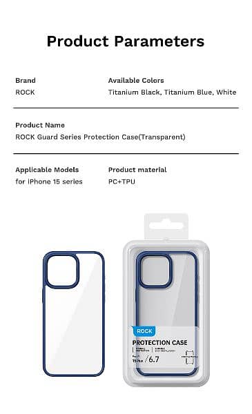 Rock Transparent Bumper Case For iPhone 15 Pro Max New Packed 8