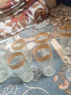 5 glass nd a jug crystal