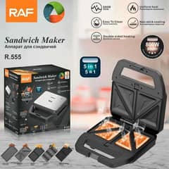 RAF 5 IN 1 SANDWICH WAFFLE PANINI GRILL TOASTER DONUT COOKIE MAKER