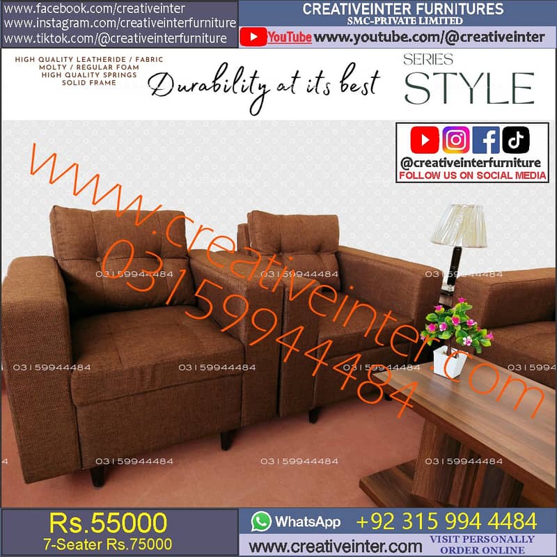 sofa set 5 seater leather fabric color home office chair table couch 2