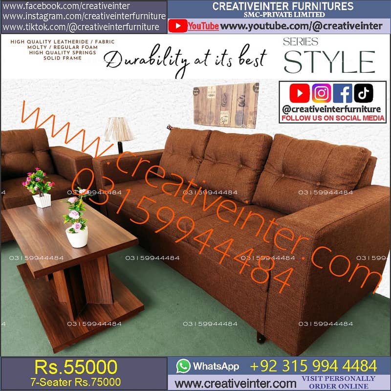sofa set 5 seater leather fabric color home office chair table couch 0