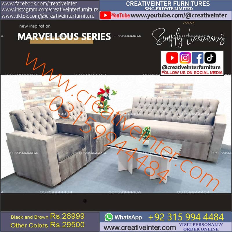 sofa set 5 seater leather fabric color home office chair table couch 12