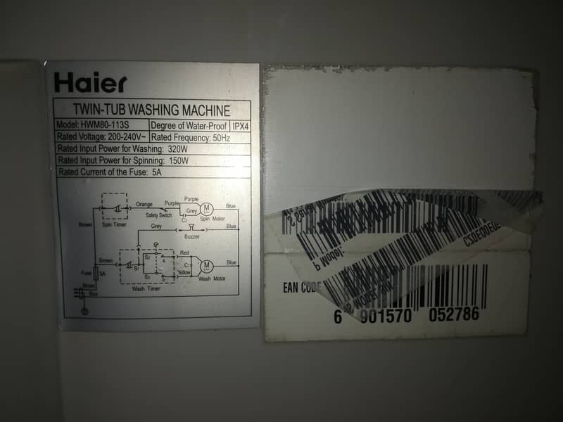 Haier Washing Machine Twin Tub Hmw 80-113s 11