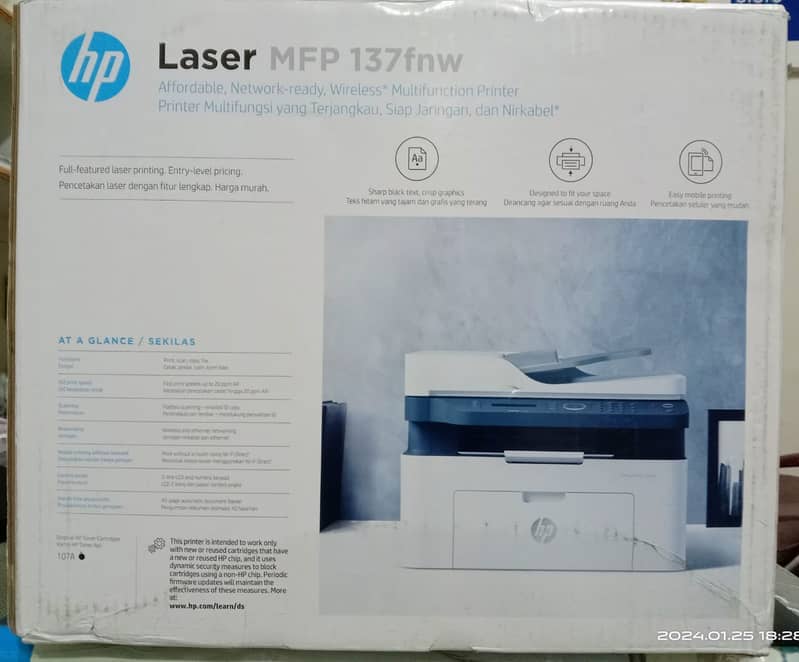 Hp Laser MFP 137Fnw Printer (4ZB84A) 0