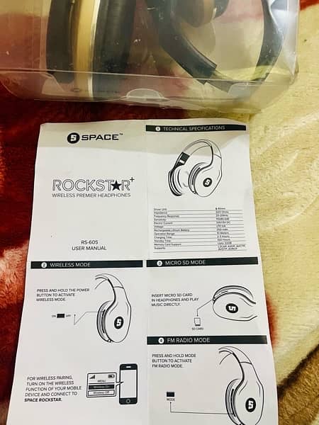 SPACE RS-605 ROCKSTAR Wireless Premier Headphones :BRAND NEW:PIN PACK 7