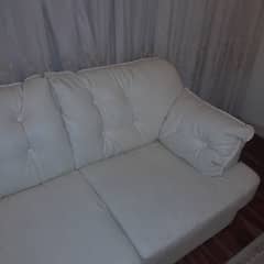 5 Seater white leather sofa 0
