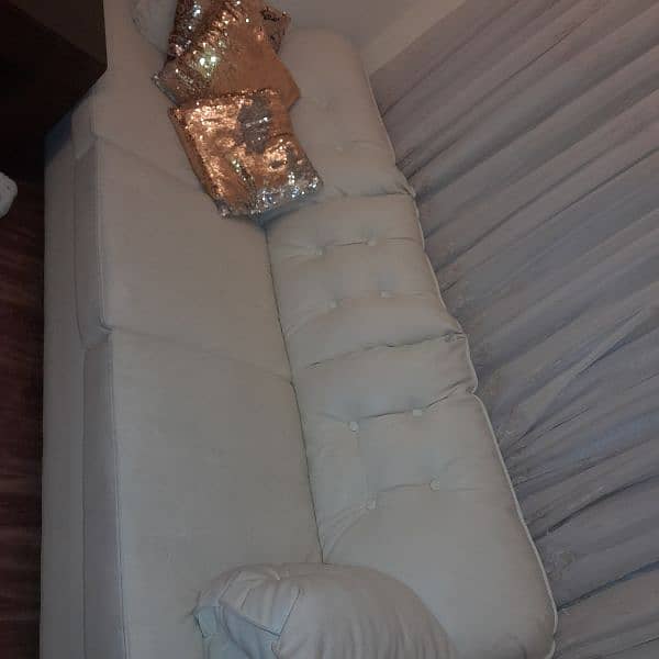 5 Seater white leather sofa 1