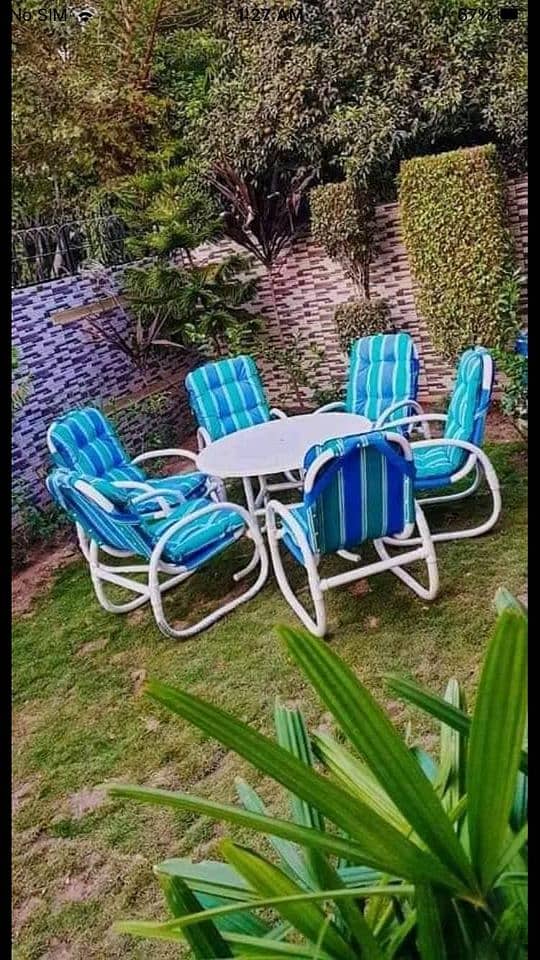 Patio Garden Outdoor Lawn Furniture, Pvc relaxing chairs resting table 1
