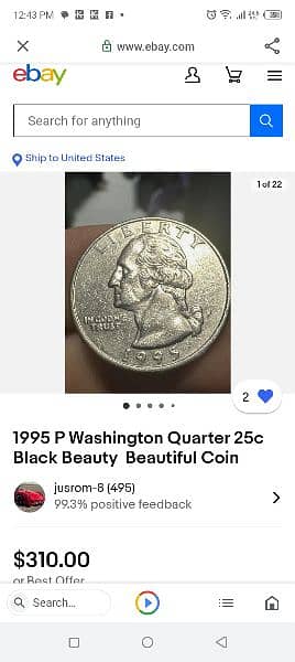 1995 P Washington Quarter. old coin and rare coin 2