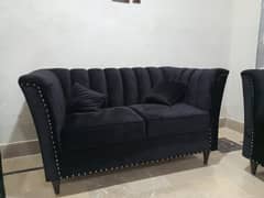 Black Velvet Sofa 7 Seater Cusion 0