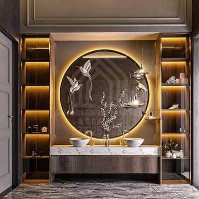 Granite vanity washbasin for powder room washroom