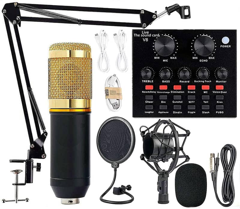 Bm 800 Condenser Mic Microphone +V8 Sound Complete Kit -Podcast Studio 0