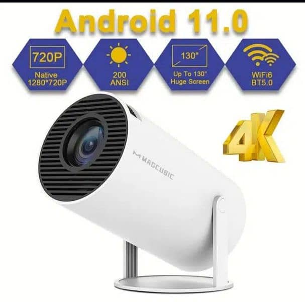 Projector Hy300 4K Android 11 Dual Wifi6 Home Cinema Outdoor Projetor