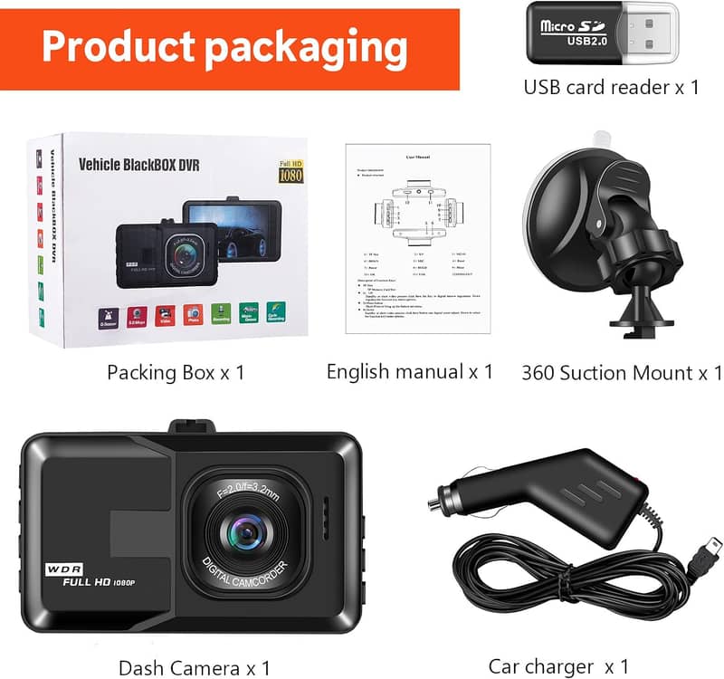 Dashcam HD Car Dash Cam Front 3 inch Dashboard Camera 10