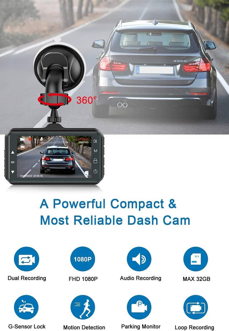 Dashcam HD Car Dash Cam Front 3 inch Dashboard Camera 11