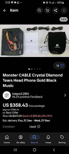 Monster Diamond Tears Edge heavy sound system  headphones 10