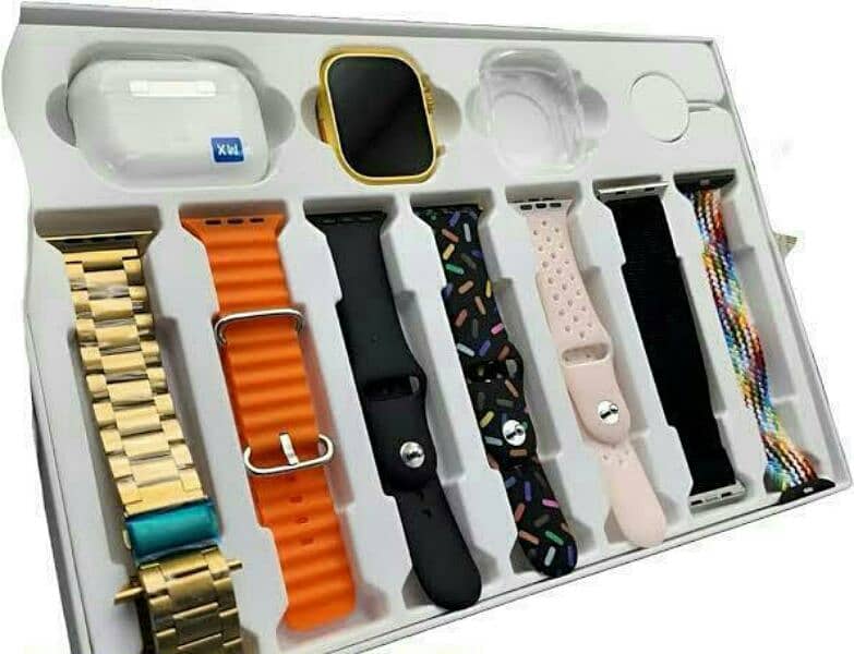 Digital Smart watch with 7 straps and 2 screen plus airbus 0