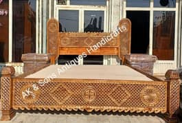 Wooden double bed with 2 side tables. With discount price.