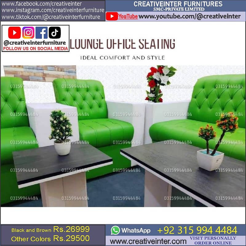 Office sofa table L shape desk corner visitor saloon set latest almari 12