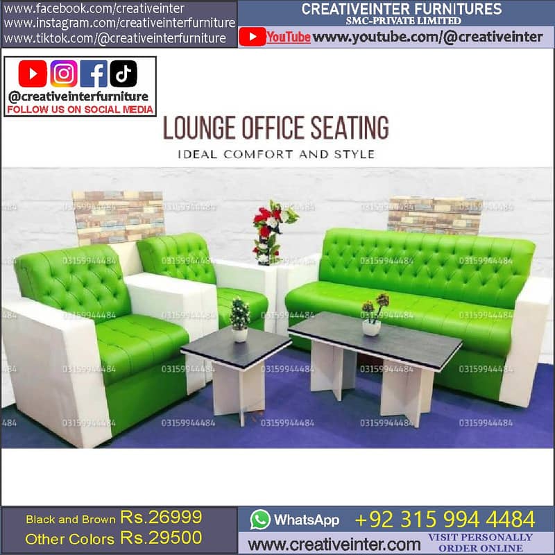 Office sofa table L shape desk corner visitor saloon set latest almari 13