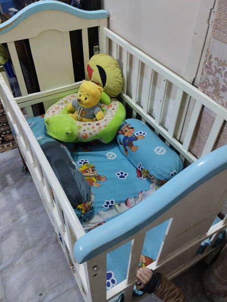Kids wooden bed with Jhoola (Child Crib) 2