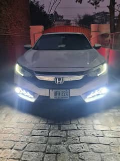 civic x front bumper DRL lights with fog bulbs