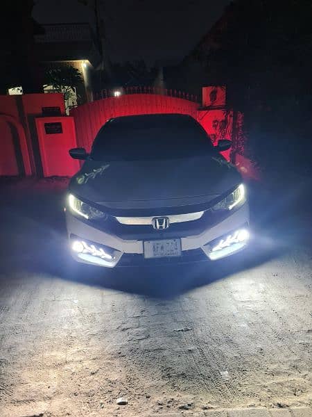 civic x front bumper DRL lights with fog bulbs 2