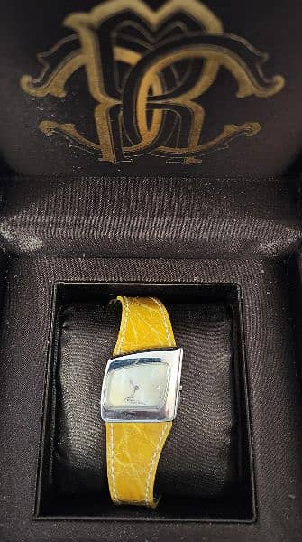 Roberto Cavalli Genuine Leather Watch with Diamond Accent 3