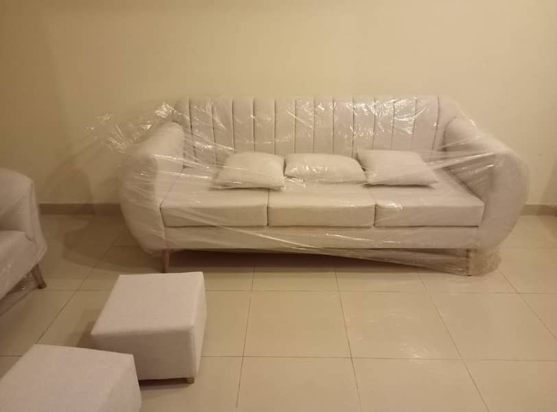 Brand new drawing room sofa set (ivory- soft jute) 1