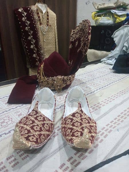 groom sharwani 36 size, cullah, necklace, khusay, shawal 2