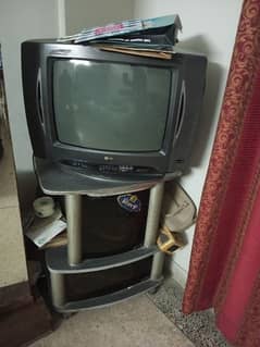 old TV with trolly 0