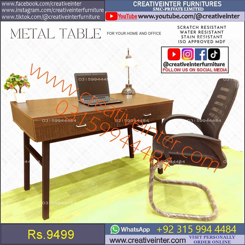 Metal Office table study desk chair computer staff working workstation 3