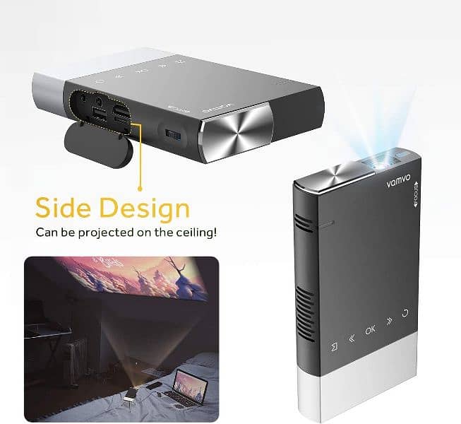 Vamvo ultra mini projector portable use any where size power bank type 6