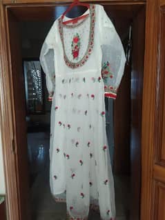 embroidered dupatta with embroidered long maxi for nikah event