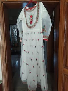 embroidered dupatta with embroidered long maxi for nikah event 0