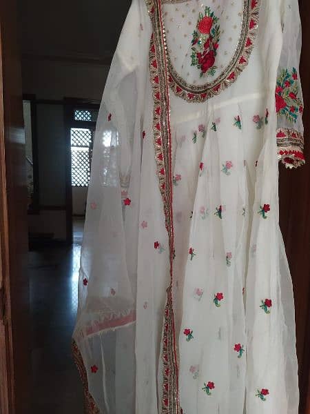 embroidered dupatta with embroidered long maxi for nikah event 2