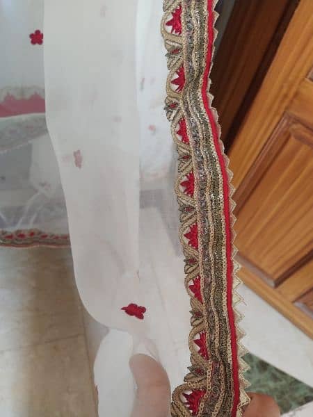 embroidered dupatta with embroidered long maxi for nikah event 4