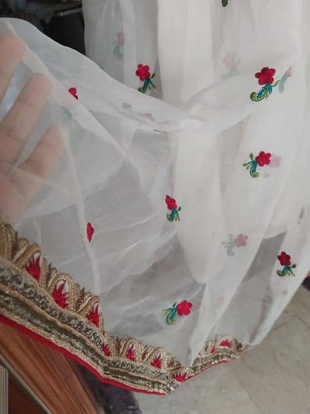 embroidered dupatta with embroidered long maxi for nikah event 6