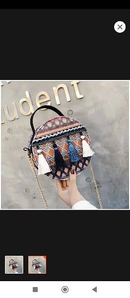 round tassel top handle bag for girls 0