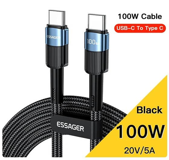 Essager 100W USB Type C To Type C Cable PD Fast Charging 2 meter 6feet 0